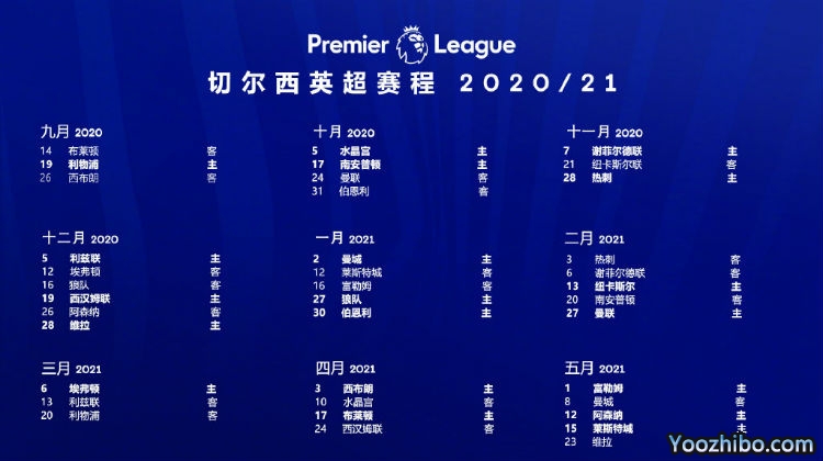20/21赛季<a href=/zuqiuzhijia/chelsea/ target=_blank class=infotextkey>切尔西</a>赛程表出炉